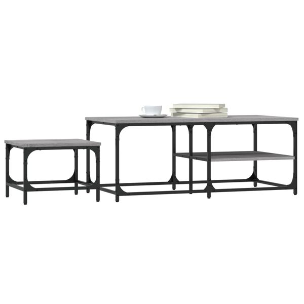 vidaXL Nesting Coffee Tables Set of 2 Grey Sonoma Engineered wood