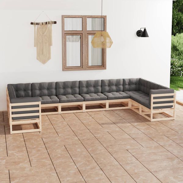 vidaXL Garden Lounge Set Natural wood Solid Pinewood Large Durable