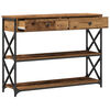vidaXL Console Table with Drawer with Shelf Old wood 100 x 28 x 75 cm