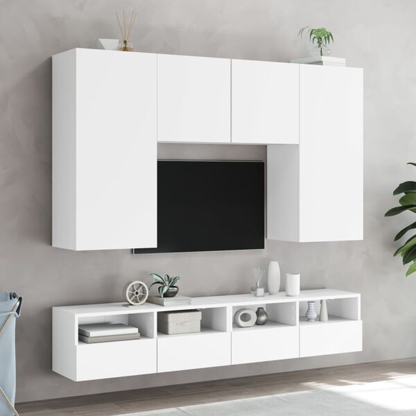 vidaXL TV Wall Unit White Engineered wood Large TV Wall Unit