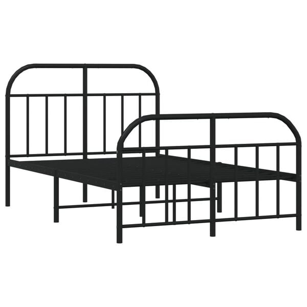 vidaXL Bed Frame Black Powder-Coated Steel 47.2x78.7in Bed Frame