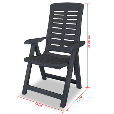 vidaXL Reclining Patio Chairs 4 pcs Plastic Anthracite