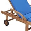 vidaXL Sunlounger Set of 2 Blue Teak wood Large Adjustable Footrests