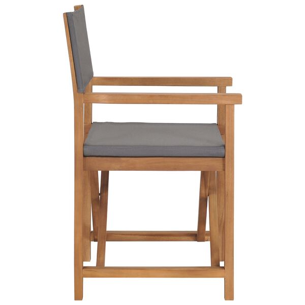 vidaXL Director's Chair Grey Fine sanded teak hardwood, fabric Medium