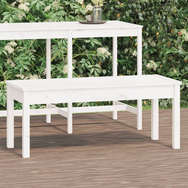 vidaXL Patio Bench White 42.9x17.3x17.7" Solid Wood Pine