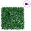 vidaXL Artificial Shrub Leaf Fence 6 pcs Green 19.7x19.7"