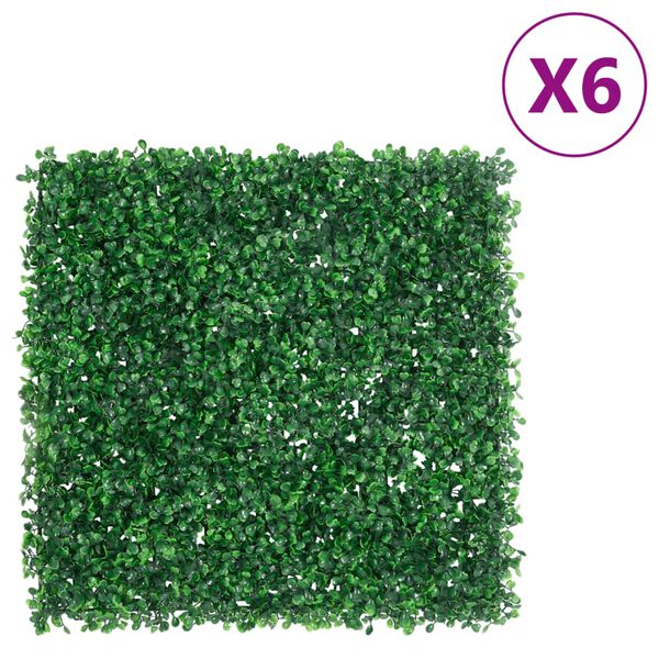 vidaXL Artificial Shrub Leaf Fence 6 pcs Green 19.7x19.7"