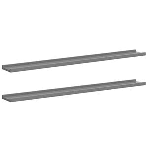 vidaXL Wall Shelf Set of 2 Gray MDF 39.4 x 3.5 x 1.2 in