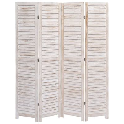 vidaXL 4-Panel Room Divider White 55.1"x65" Wood