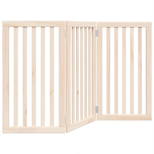 vidaXL Dog Gate Set of 3 Natural Wood Poplar Wood Medium Foldable