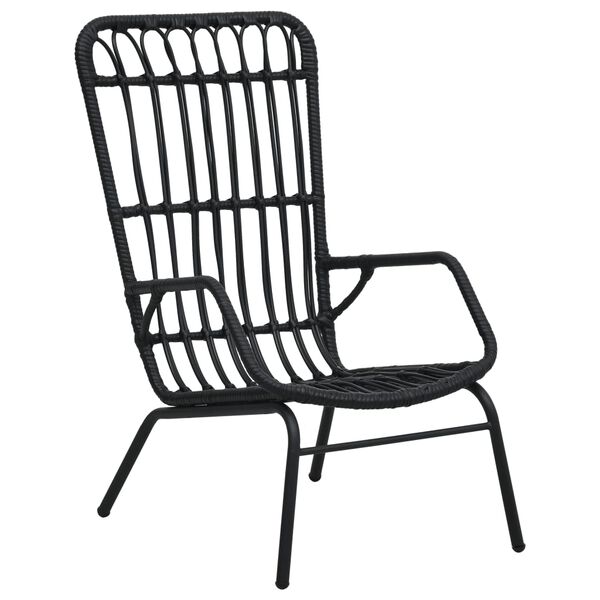 vidaXL Garden Chair Black Poly Rattan, Powder-Coated Steel Medium
