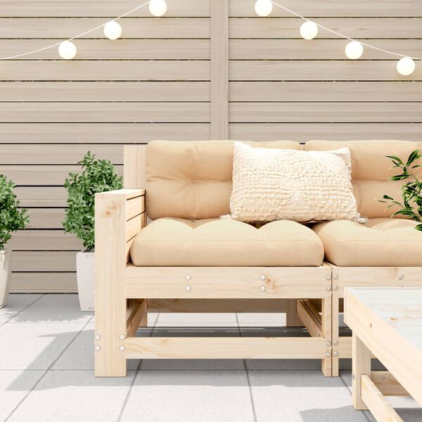 vidaXL Garden Sofa Beige Solid pine wood 27.2 x 24.4 x 27.8 in Modular