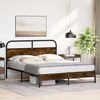 vidaXL Bed Frame Smoked Oak Steel, Engineered Wood Full Durable