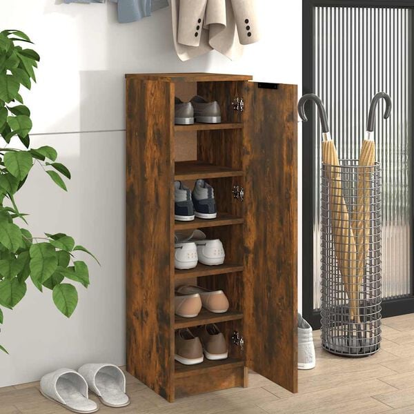 vidaXL Shoe Cabinet Smoked Oak Engineered wood Medium Shoe Cabinet
