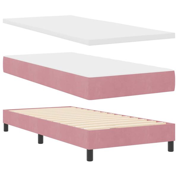 vidaXL Box Spring Bed with Mattress Pink 78.74 x 31.50 in Polyester