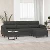 vidaXL 3-Seater Sofa with Footstool Dark Gray 82.7" Microfiber Fabric