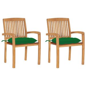 vidaXL Patio Chair Set of 2 Teak Teak wood Standard Stackable