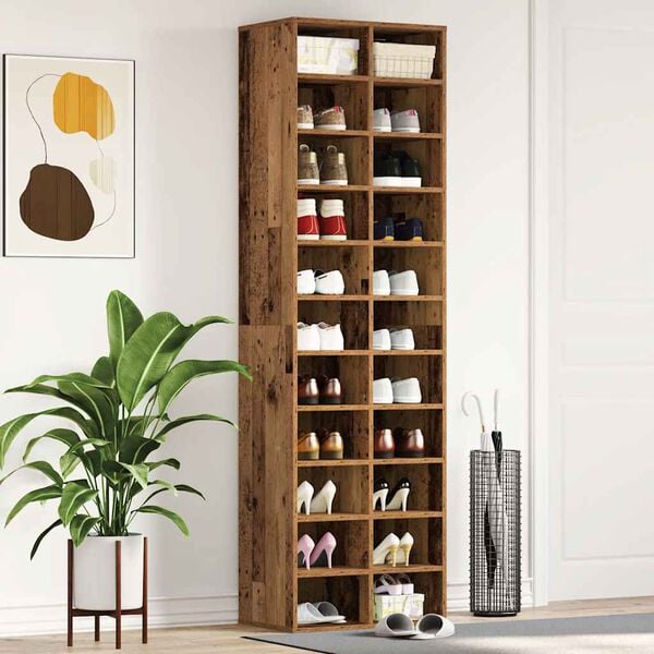 vidaXL Shoe Cabinet Old wood Engineered wood Tall Shoe Cabinet