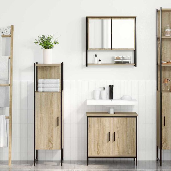 vidaXL Bathroom Furniture Set 3 pcs Brown 23.6" x 11.8" x 23.6