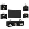 vidaXL TV Wall Unit Set of 7 Black Engineered Wood, Glass Large