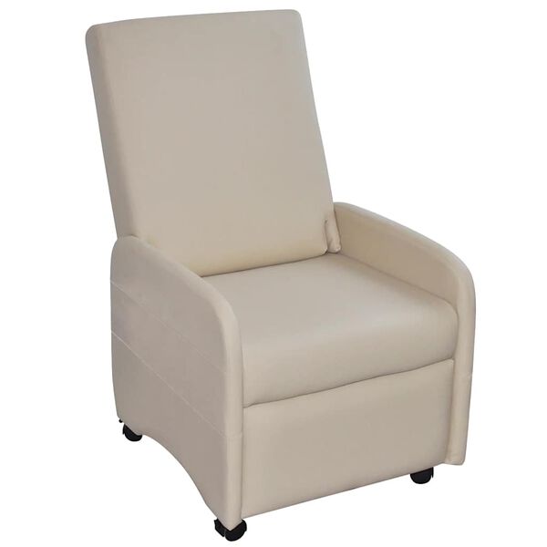 vidaXL Recliner Chair Cream Faux leather Standard Foldable