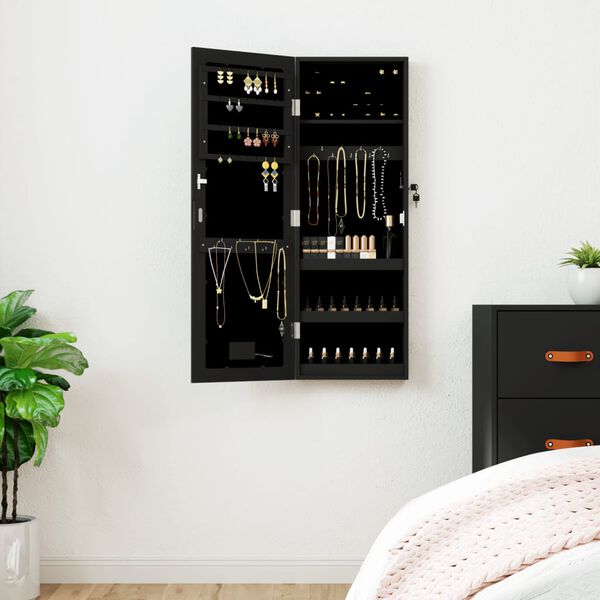 vidaXL Mirror Jewellery Cabinet Black