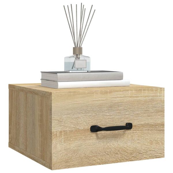 vidaXL Wall-mounted Bedside Cabinet Sonoma Oak Engineered wood Compact