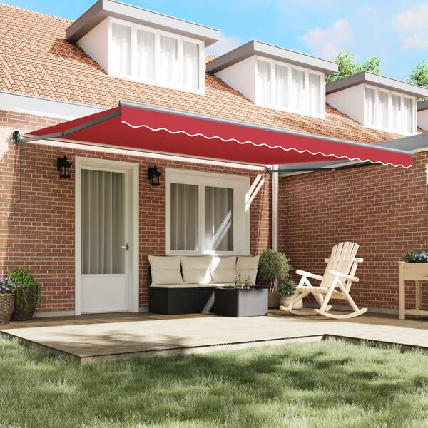 vidaXL Awning Retractable Red 177.17" x 118.11" Polyester and metal