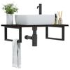 vidaXL Basin Shelf Dark brown and black Solid oak wood and steel