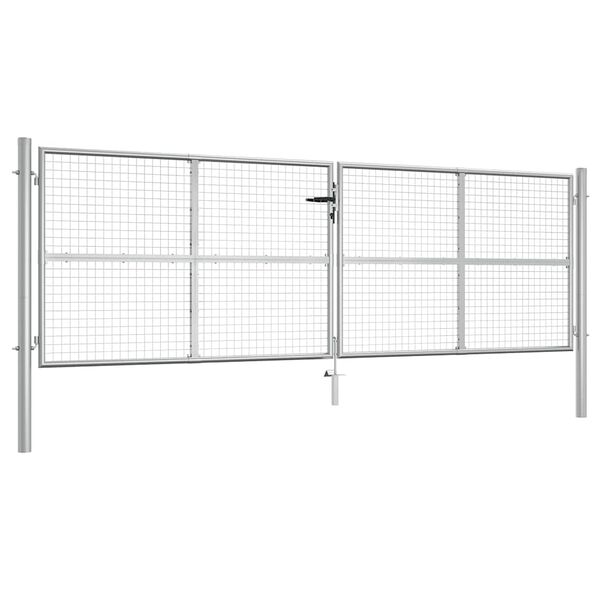 vidaXL Garden Gate Galvanised Steel 157.5x49.2" Silver