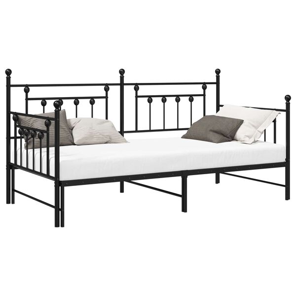 vidaXL Daybed Frame with Headboard Black Twin Steel