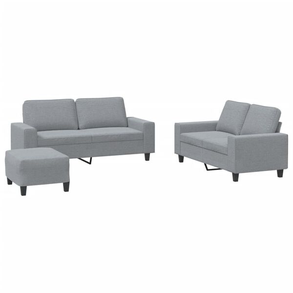 vidaXL 3 Piece Sofa Set Light Gray Fabric