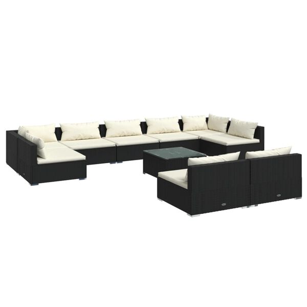 vidaXL Garden Lounge Set Black, Cream