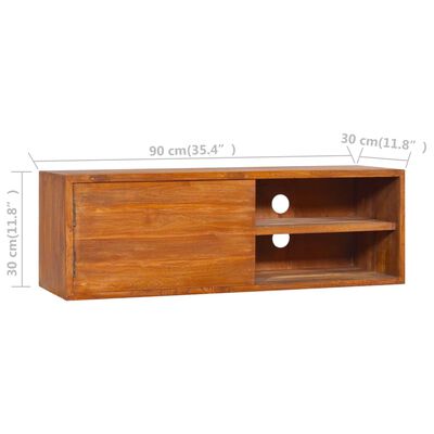 vidaXL Wall-mounted TV Stand 35.4"x11.8"x11.8" Solid Wood Teak