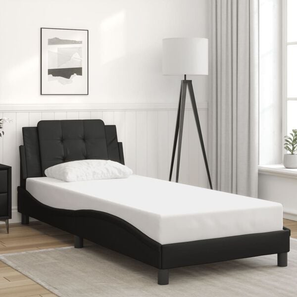 vidaXL Bed Frame with LED without Mattress "Zadar" Black 39.4"x79.9"
