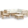 vidaXL Garden Lounge Set Natural Bamboo, Cream White