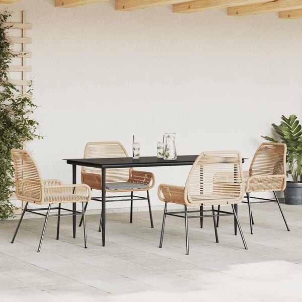 vidaXL Garden Dining Set Brown, Light Gray, Black