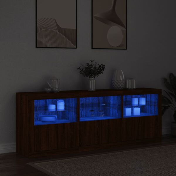 vidaXL Sideboard Brown oak Engineered wood and glass Large Sideboard
