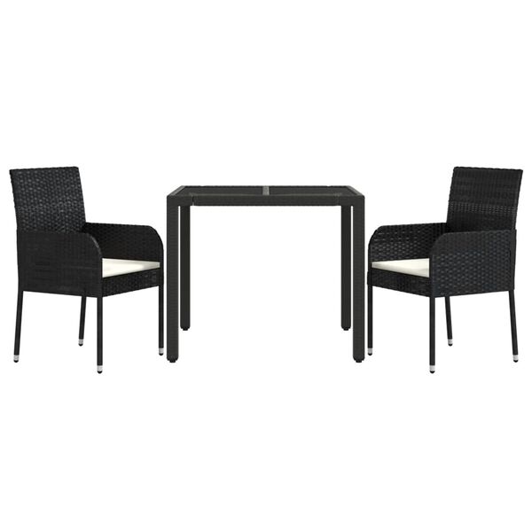 vidaXL Garden Dining Set Black Poly Rattan Regular Modular