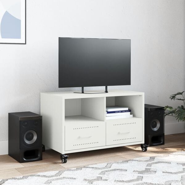 vidaXL TV Cabinet White Cold-rolled steel Medium TV Cabinet