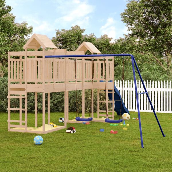 vidaXL Outdoor Playset Natural Wood Solid Pine Wood Large