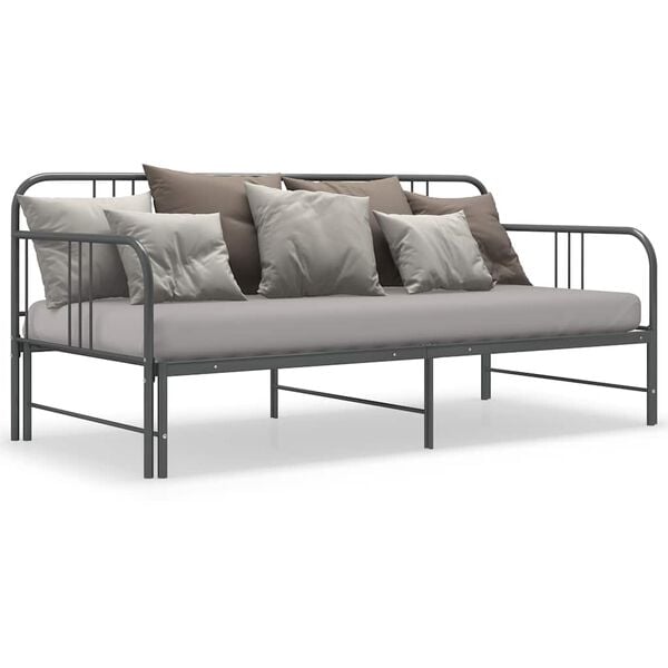 vidaXL Sofa Bed Frame Grey Powder-coated metal 35.4 x 79.0 in