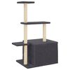 vidaXL Cat Tree Dark Grey Engineered wood, plush, sisal Medium Durable