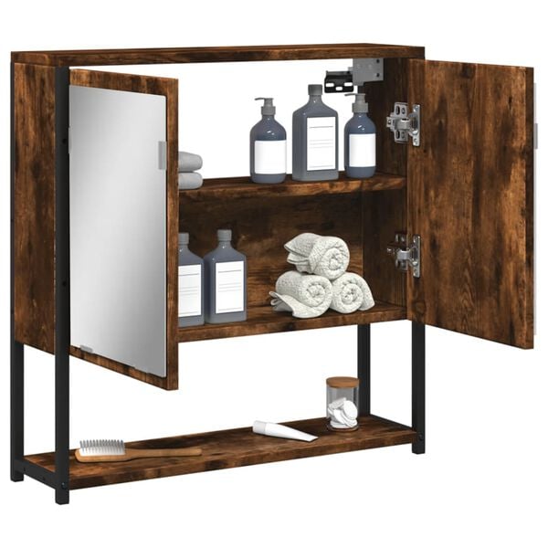 vidaXL Bathroom Mirror Cabinet Smoked Oak