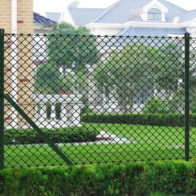 vidaXL Chain Link Fence with Posts Steel 2' 7" x 82' Green