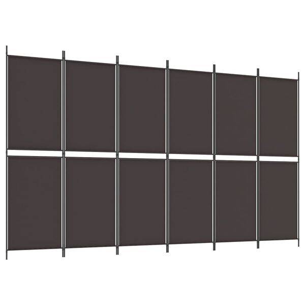 vidaXL 6-Panel Room Divider Brown 118.1"x70.9" Fabric