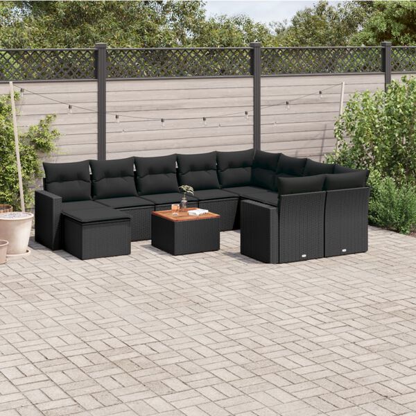 vidaXL Garden Sofa Set Black