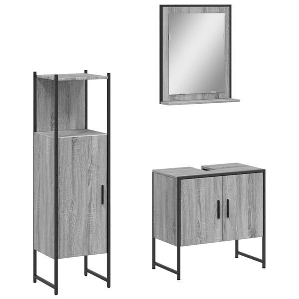 vidaXL Bathroom Cabinet Set Grey sonoma Engineered wood Medium