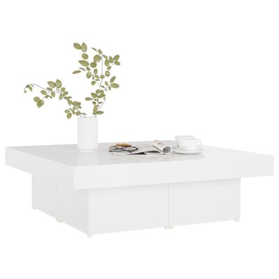 vidaXL Coffee Table High Gloss White 35.4"x35.4"x11" Engineered Wood