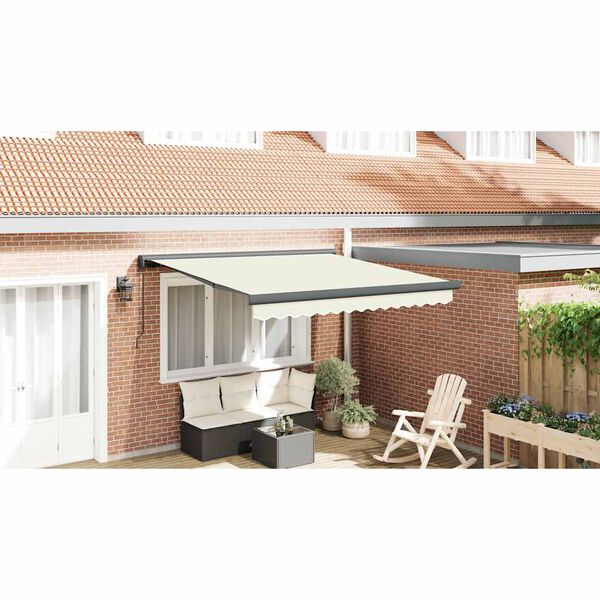 vidaXL Retractable Awning Cream Fabric (100% polyester) with PU coating
